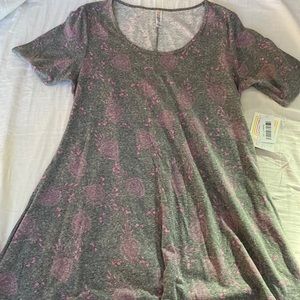 LuLaRoe woman’s Perfect T heather gray and pink t shirt size XS NWT